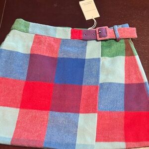 Madras Plaid Mini Skirt with Belt